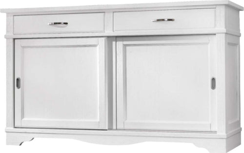 MOBILI-2G---MADIA-CREDENZA-IN-LEGNO-MASSELLO-2-ANTE-SCORREVOLI-2-CASSETTI-BIANCO-L.160-P.50-H.95