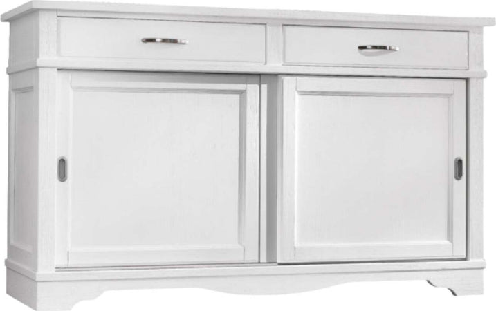 MOBILI-2G---MADIA-CREDENZA-IN-LEGNO-MASSELLO-2-ANTE-SCORREVOLI-2-CASSETTI-BIANCO-L.160-P.50-H.95
