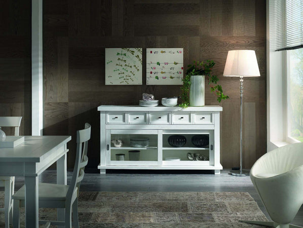 MOBILI-2G---MADIA-CREDENZA-IN-LEGNO-MASSELLO-2-ANTE-SCORREVOLI-BIANCO-OPACO-L.160-P.45-H.86