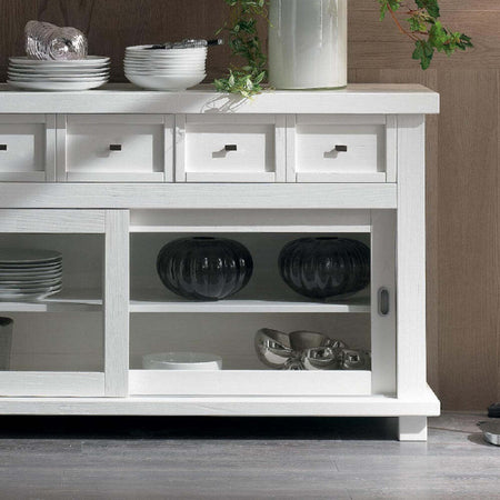 MOBILI-2G---MADIA-CREDENZA-IN-LEGNO-MASSELLO-2-ANTE-SCORREVOLI-BIANCO-OPACO-L.160-P.45-H.86
