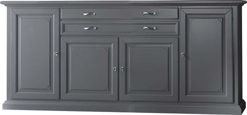 MOBILI-2G---MADIA-CREDENZA-IN-LEGNO-MASSELLO-4-ANTE-GRIGIO-OPACO-L.245-P.52-H.110
