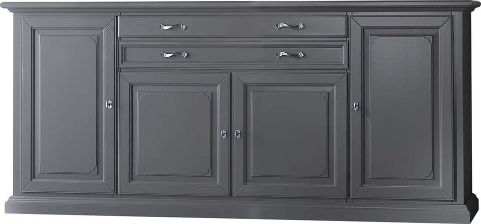 MOBILI-2G---MADIA-CREDENZA-IN-LEGNO-MASSELLO-4-ANTE-GRIGIO-OPACO-L.245-P.52-H.110