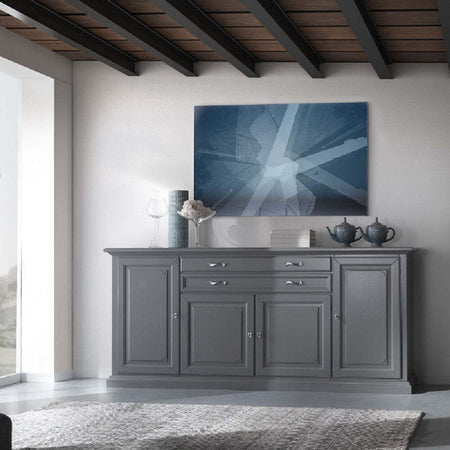 MOBILI-2G---MADIA-CREDENZA-IN-LEGNO-MASSELLO-4-ANTE-GRIGIO-OPACO-L.245-P.52-H.110
