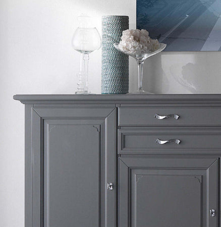 MOBILI-2G---MADIA-CREDENZA-IN-LEGNO-MASSELLO-4-ANTE-GRIGIO-OPACO-L.245-P.52-H.110
