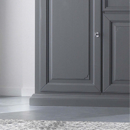 MOBILI-2G---MADIA-CREDENZA-IN-LEGNO-MASSELLO-4-ANTE-GRIGIO-OPACO-L.245-P.52-H.110