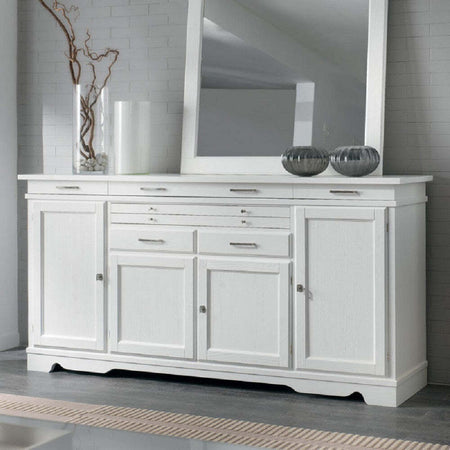 MOBILI-2G---MADIA-CREDENZA-IN-LEGNO-MASSELLO-4-PORTE-LACCATO-BIANCO-L.222-P.52-H.108