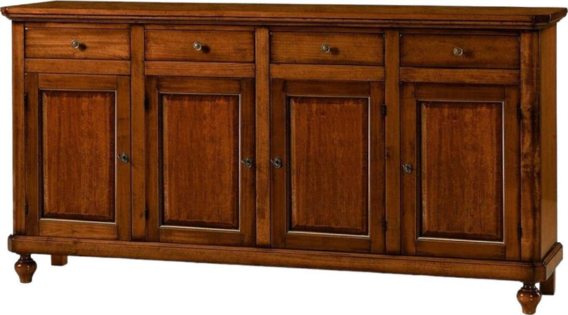 MOBILI-2G---MADIA-CREDENZA-IN-LEGNO-NAPOLETANA-4-ANTE-TINTA-NOCE-196x43x98