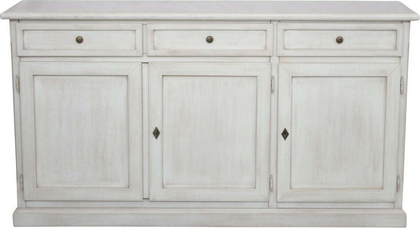 MOBILI-2G---MADIA-CREDENZA-IN-LEGNO-SHABBY-CHIC-3-ANTE-BIANCO-INVECCHIATO-156X42X85