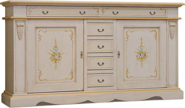 MOBILI-2G---MADIA-CREDENZA-LEGNO-2-PORTE-AVORIO-E-ORO-210X60X115