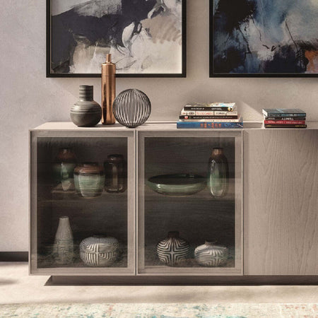 MOBILI-2G---MADIA-CREDENZA-MODERNA-IN-LEGNO-MASSELLO-4-ANTE-GRIGIO-PERLA-240X48X88