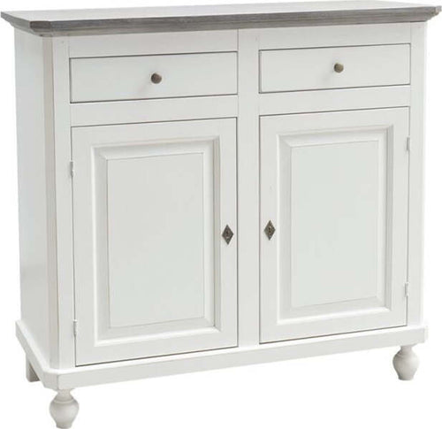 MOBILI-2G---Madia-Credenza-Shabby-Chic-Bianco/grigio-In-Legno-2-Porte-104x43x98