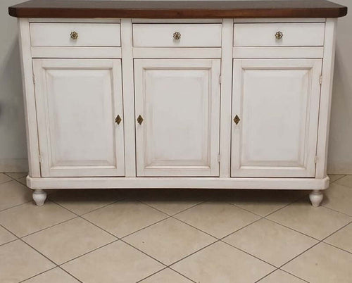 MOBILI-2G---Madia-Credenza-Shabby-chic-bicolore-in-legno-3-porte-150x43x98