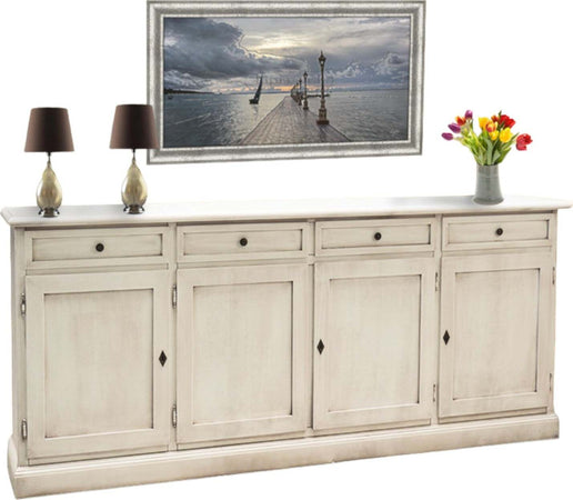 MOBILI-2G---Madia-Credenza-Shabby-chic-in-legno-4-porte-bianco-invecchiato-205x42x85