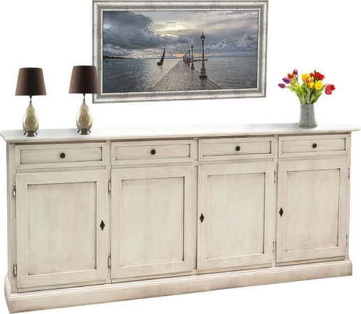 MOBILI-2G---Madia-Credenza-Shabby-chic-in-legno-4-porte-bianco-invecchiato-205x42x85