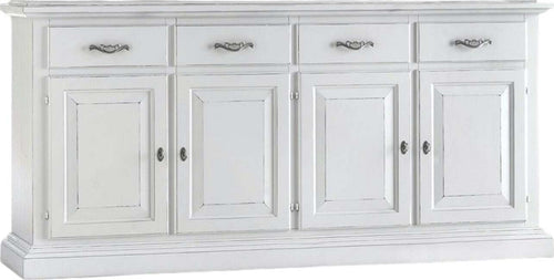 MOBILI-2G---MADIA-CREDENZA-SHABBY-CHIC-IN-LEGNO-MASSELLO-4-PORTE-BIANCO-CONSUMATO-L.222-P.51-H.105