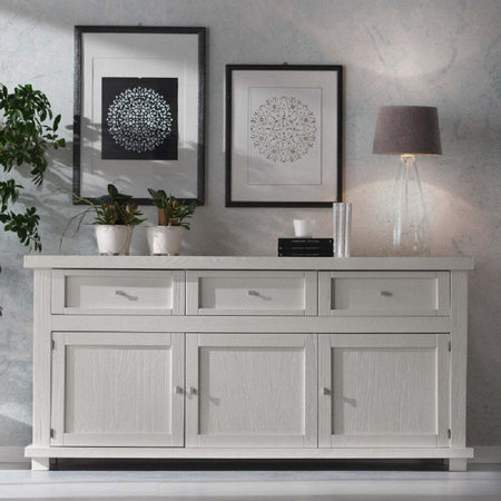 MOBILI-2G---MADIA-CREDENZA-SHABBY-IN-LEGNO-MASSELLO-3-PORTE-BIANCO-OPACO-L.180-P.45-H.86