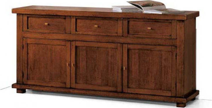 MOBILI-2G---MADIA-CREDENZA-SHABBY-IN-LEGNO-MASSELLO-3-PORTE-BIANCO-OPACO-L.180-P.45-H.86