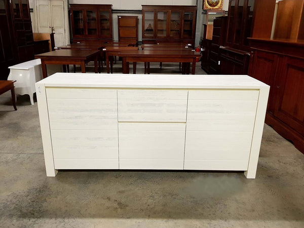 MOBILI-2G---MADIA-MODERNA-2-ANTE-E-2-CASSETTI-ABETE-BIANCO-SPAZZOLATO-L.185P.50H.84