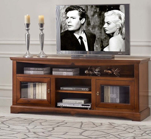 MOBILI-2G---MOBILE-PORTA-TV-GOCCIA-LEGNO-NOCE-ARTE-POVERA-170x46x69