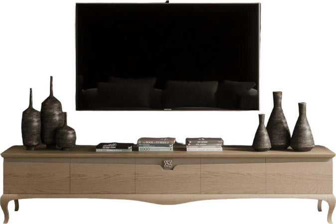 MOBILI-2G---MOBILE-PORTA-TV-IN-LEGNO-5-CASSETTI-IN-FRASSINO-L.247-P.50-H.52