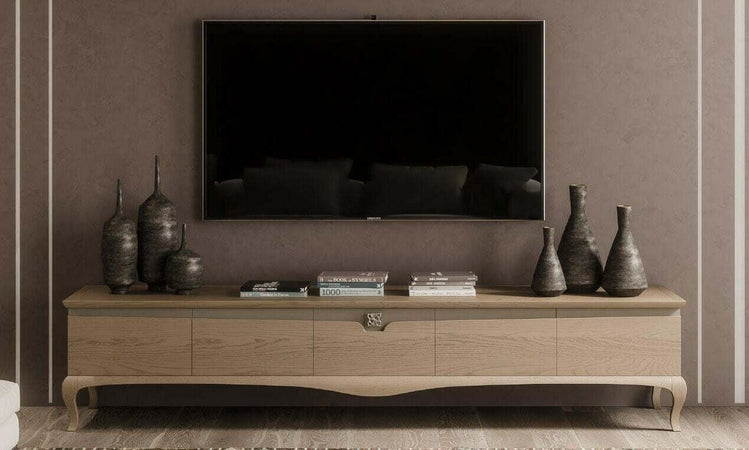 MOBILI-2G---MOBILE-PORTA-TV-IN-LEGNO-5-CASSETTI-IN-FRASSINO-L.247-P.50-H.52