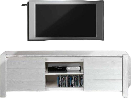 MOBILI-2G---MOBILE-PORTA-TV-IN-LEGNO-ABETE-BIANCO-SPAZZOLATO-165x45-H.55
