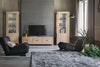MOBILI-2G---PARETE-ATTREZZATA-CON-COLONNE-E-BASE-IN-LEGNO-MASSELLO-CON-DECORO-FOGLIA