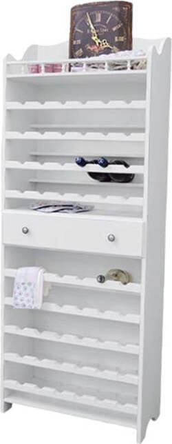 MOBILI-2G---PORTA-BOTTIGLIE-CON-CASSETTO-CENTRALE-LACCATO-BIANCO-OPACO-MISURE-L.70-P.30-H.174