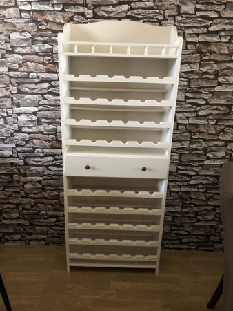 MOBILI-2G---PORTA-BOTTIGLIE-CON-CASSETTO-CENTRALE-LACCATO-BIANCO-OPACO-MISURE-L.70-P.30-H.174