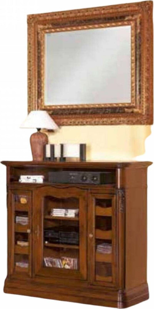 MOBILI-2G---PORTA-STEREO-CLASSICO-ARTE-POVERA-LEGNO-FREGI-TINTA-NOCE-L.113-P.49-H.121
