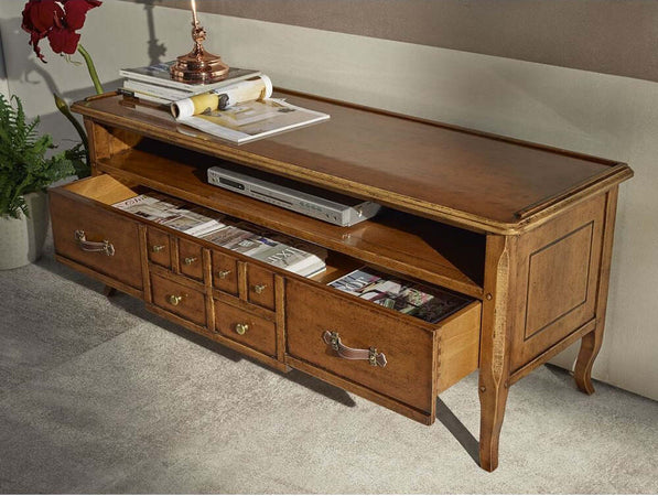 MOBILI-2G---PORTA-TV-1-CASSETTO-CLASSICO-LEGNO-BASSANO-135X45x54