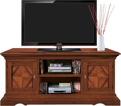 MOBILI-2G---Porta-tv-2-porte-classico-intarsiato-legno-tinta-noce-130X50x60