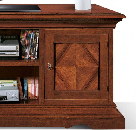 MOBILI-2G---Porta-tv-2-porte-classico-intarsiato-legno-tinta-noce-130X50x60
