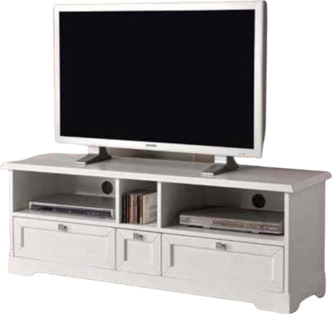 MOBILI-2G---PORTA-TV-3-CASSETTI-IN-LEGNO-ARTE-POVERA-BIANCO-OPACOL.139-P.40-H.51
