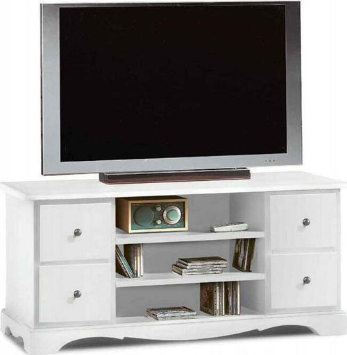 MOBILI-2G---PORTA-TV-4-CASSETTI-IN-LEGNO-SHABBY-BIANCO-117x49x53