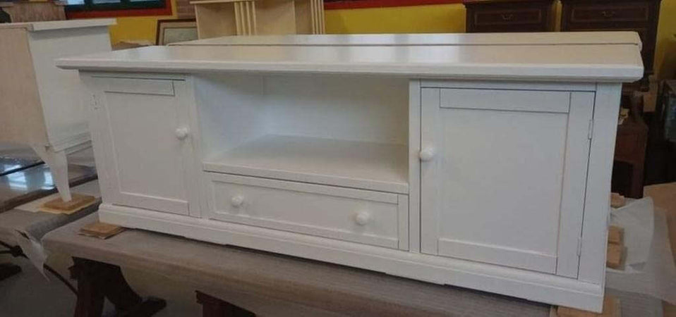 MOBILI-2G---PORTA-TV-BIANCO-IN-LEGNO-ARTE-POVERA-160x46x56