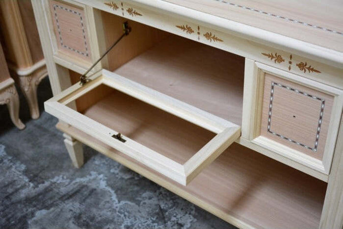 MOBILI-2G---PORTA-TV-CLASSICO-2-CASSETTI-1-RIBALTA-IN-LEGNO-GREZZO--L.100-P.51-H.75