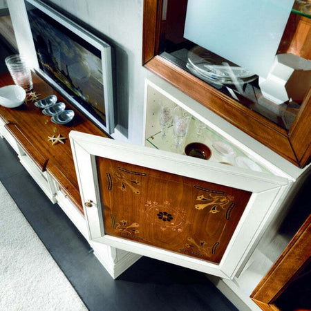 MOBILI-2G---Porta-tv-classico-2-cassetti-legno-shabby-bicolore-200x52x50