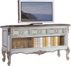 MOBILI-2G---Porta-tv-classico-3-cassetti-legno-shabby-bianco-argento-164x51x56