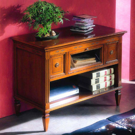 MOBILI-2G---PORTA-TV-CLASSICO-IN-LEGNO-2-CASSETTI-1-RIBALTA-FINITURA-BASSANO-L.100-P.51-H.75