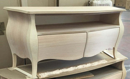 MOBILI-2G---PORTA-TV-CLASSICO-IN-LEGNO-BOMBATO-2-CASSETTI-GREZZO-L.141-P.45-H.62