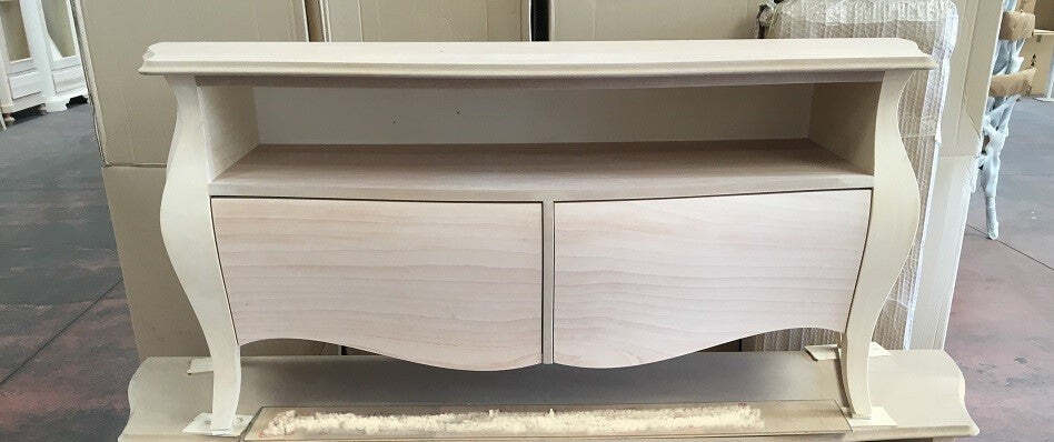 MOBILI-2G---PORTA-TV-CLASSICO-IN-LEGNO-BOMBATO-2-CASSETTI-GREZZO-L.141-P.45-H.62