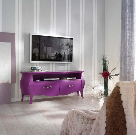 MOBILI-2G---PORTA-TV-CLASSICO-IN-LEGNO-BOMBATO-2-CASSETTI-GREZZO-L.141-P.45-H.62