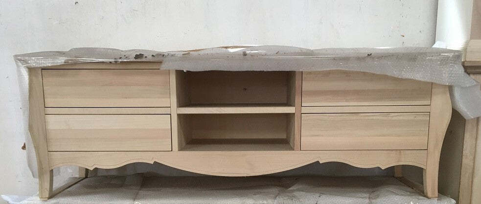 MOBILI-2G---PORTA-TV-CLASSICO-IN-LEGNO-BOMBATO-4-CASSETTI-GREZZO-L.182-P.50-H.61