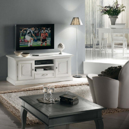 MOBILI-2G---PORTA-TV-IN-LEGNO-2-ANTE-SHABBY-BIANCO-L.152-P.55-H.60