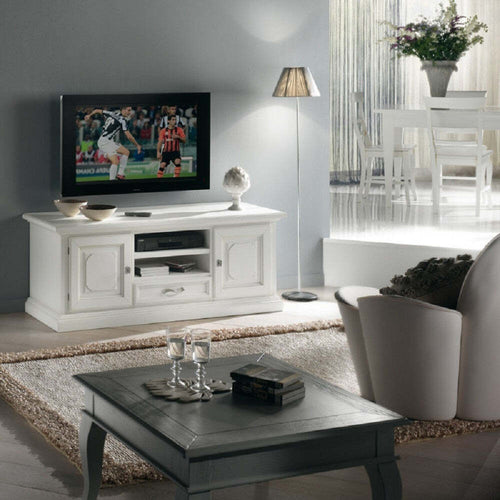MOBILI-2G---PORTA-TV-IN-LEGNO-2-ANTE-SHABBY-BIANCO-L.152-P.55-H.60