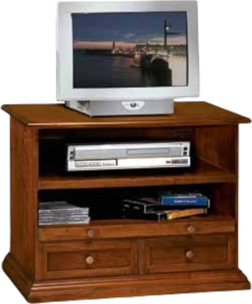 MOBILI-2G---PORTA-TV-IN-LEGNO-2-CASSETTI-ARTE-POVERA-TINTA-NOCE-88X40X68