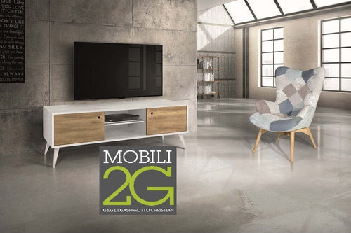 MOBILI-2G---PORTA-TV-IN-LEGNO-ABETE-SPAZZOLATO-NATURALE/BIANCO-160X45X55
