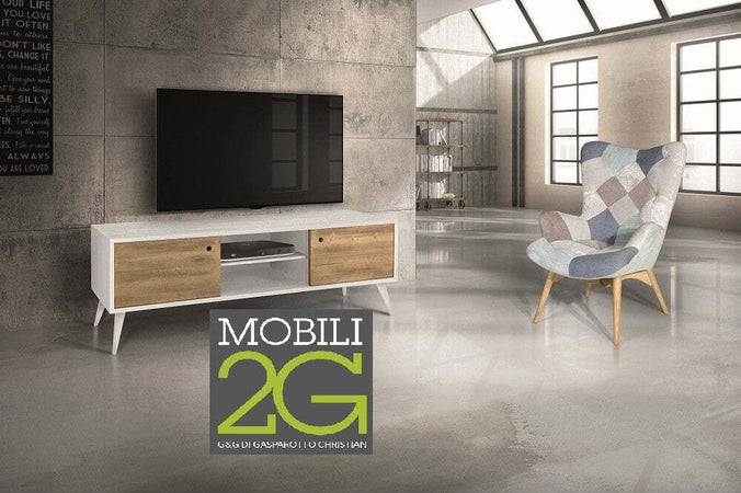 MOBILI-2G---PORTA-TV-IN-LEGNO-ABETE-SPAZZOLATO-NATURALE/BIANCO-160X45X55