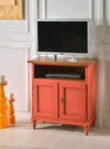 MOBILI-2G---PORTA-TV-IN-LEGNO-ARTE-POVERA-ARANCIONE-ANTICATO/NATURALE-81X43X94